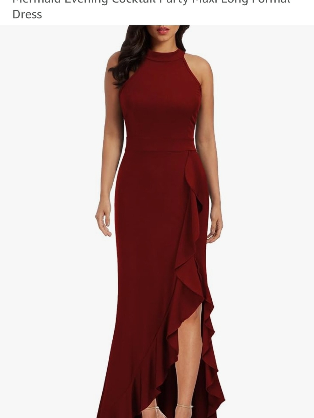 WOOSEA WOMENS Sleeveless Ruffle-Front Maxi Dress in Deep Wine SIZE LARGE